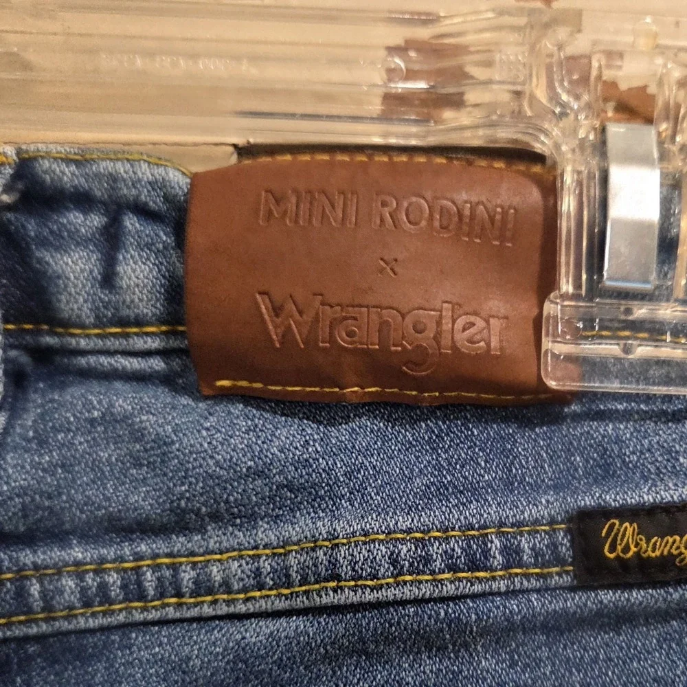 Mini Rodini x Wrangler Girls Bootcut Jeans Dove Print Denim Size 9-11Y